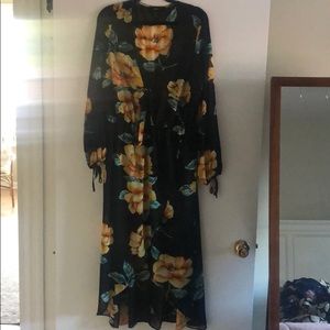 Black with yellow floral maxi dress